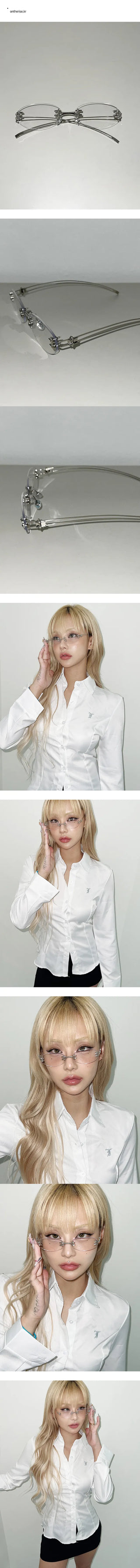 Double-line rimless silver glasses