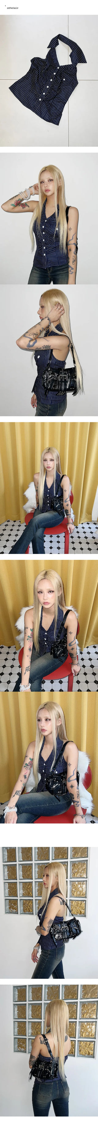 Striped halter neck shirt