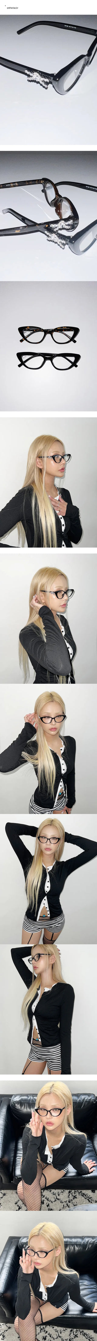 Rash jewel horn-rimmed glasses,