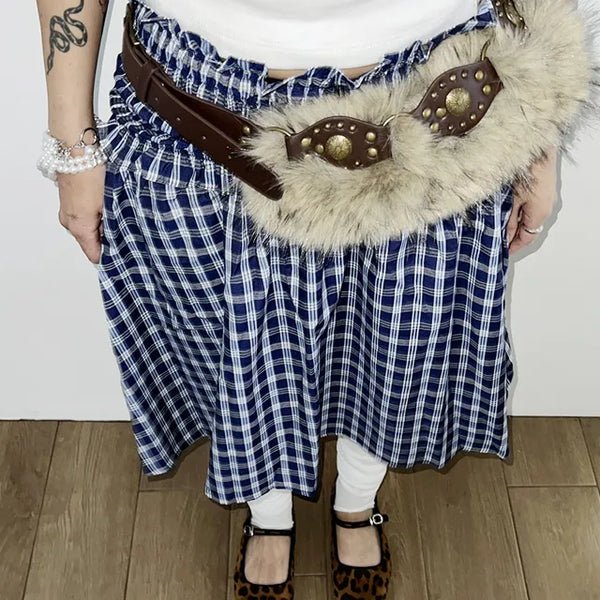 Bohemian eco-fur belt