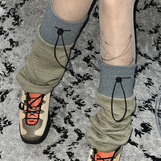Sporty color block leg warmer, winter product,