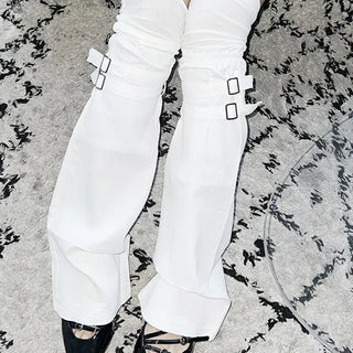 Layered buckle leg warmers