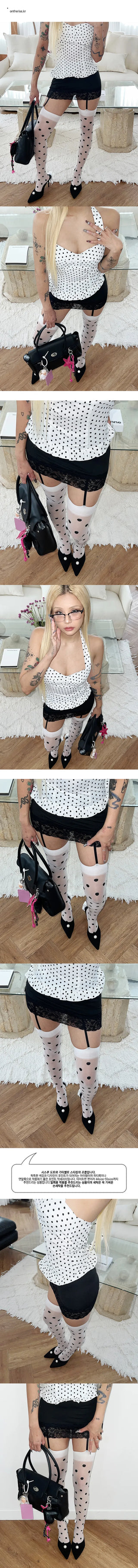 See-through dot garter belt stockings, year-end look, party look, Halloween look