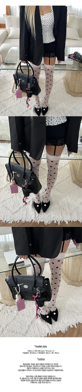 See-through dot garter belt stockings, year-end look, party look, Halloween look
