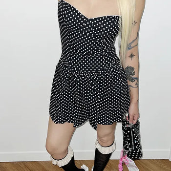 Mini dot dress one-piece party look, year-end look, Halloween