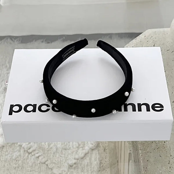 Handmade velvet pearl hairband, Christmas look for the end of the year