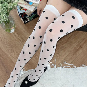 White dot knee socks stockings