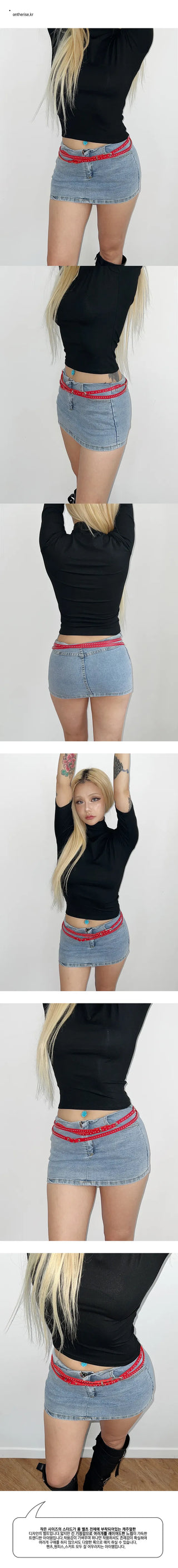 Mini stud long belt