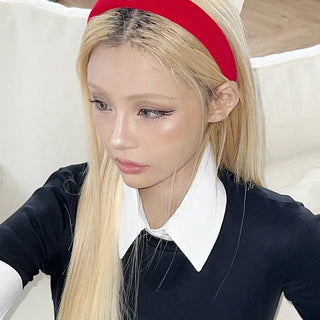 Preppy velvet hairband, year-end look, guest look, geek chic headband,