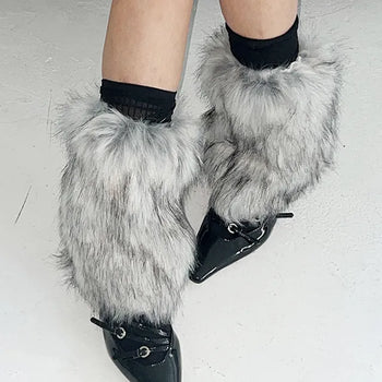 Gray short leg warmers