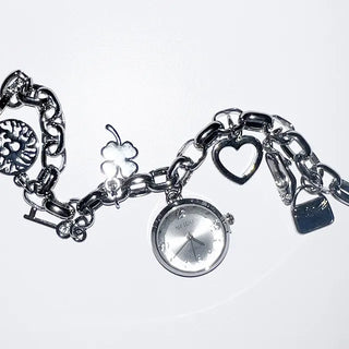 Silver parts bracelet watch wristwatch