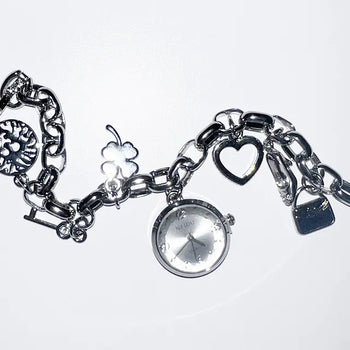Silver parts bracelet watch wristwatch