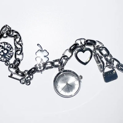 Silver parts bracelet watch wristwatch