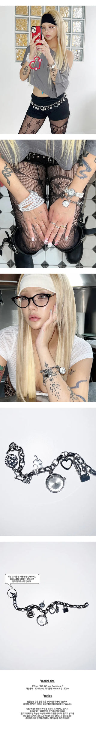 Silver parts bracelet watch wristwatch
