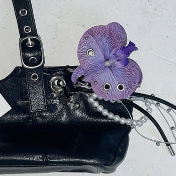 Purple Flower Keychain Set