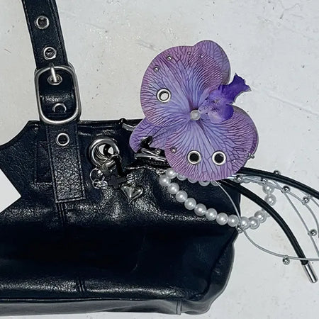Purple Flower Keychain Set