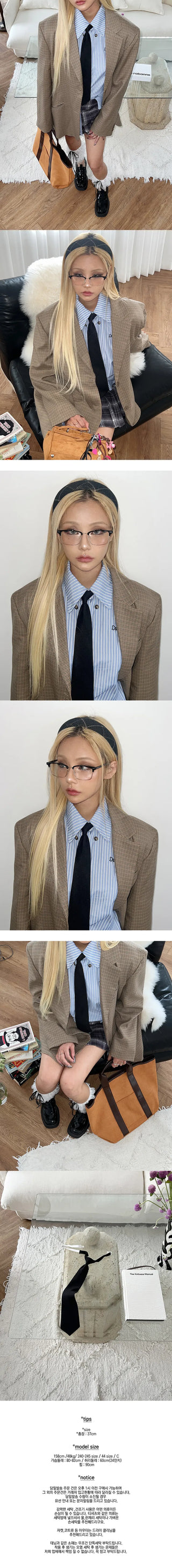 School look long tie geek chic black tie