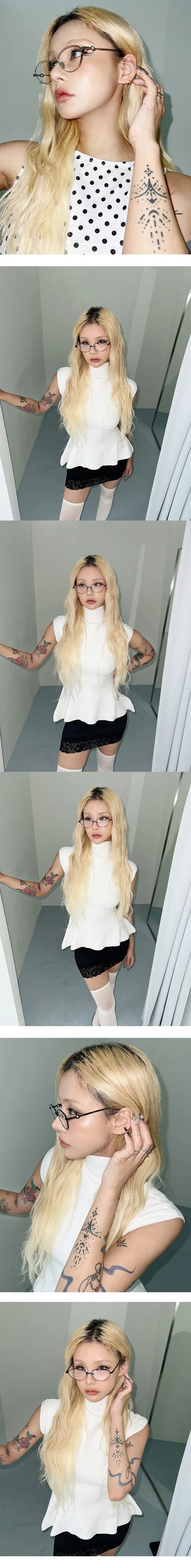 Peerpoint silver-rimmed glasses, horn-rimmed glasses
