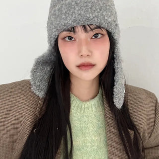 Standard Knit Hat Earmuffs  Winter Black Hat