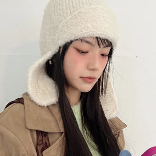 Standard Knit Hat Earmuffs  Winter Black Hat