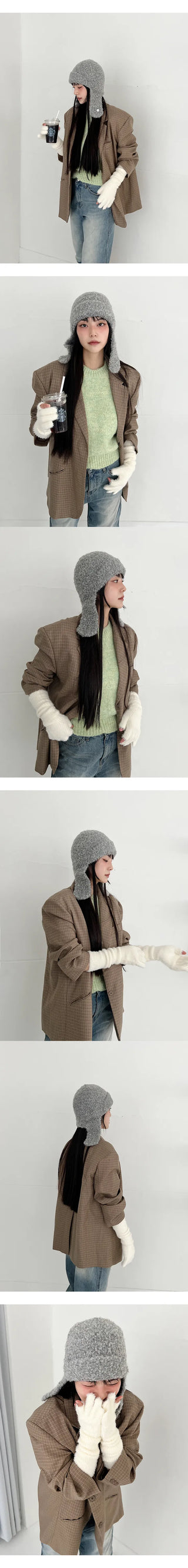 Standard Knit Hat Earmuffs  Winter Black Hat