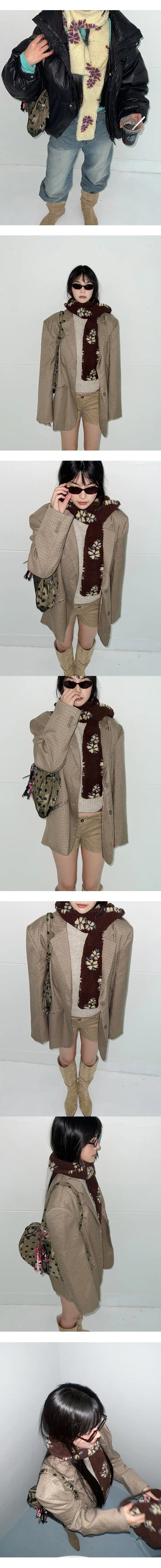 Anna Flower Poggle Muffler Hat Set  Fleece