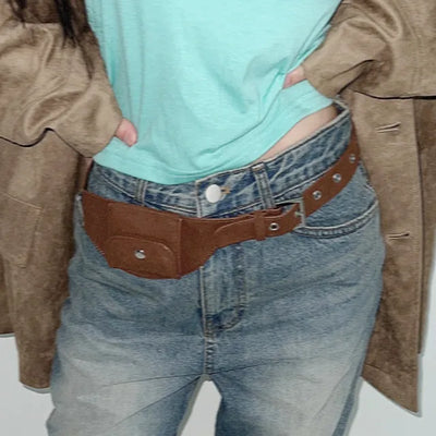 Brown pocket suede belt