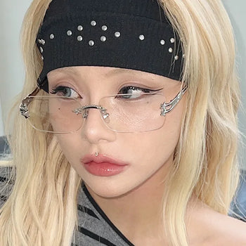 Double Star Rimless Glasses Blue Light Blocking Glasses Frame