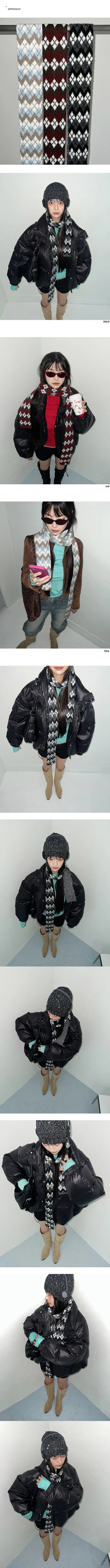 Argyle long muffler scarf, color