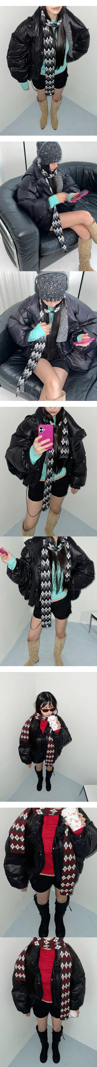 Argyle long muffler scarf, color