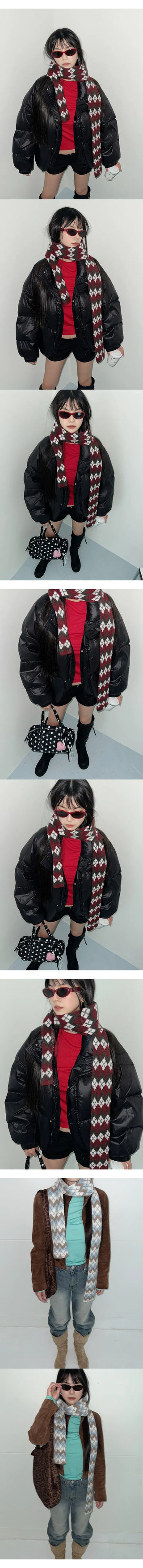 Argyle long muffler scarf, color