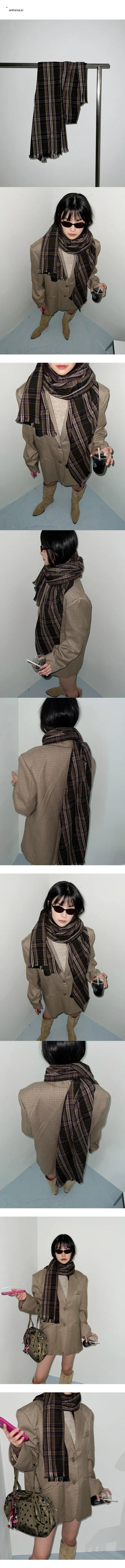 Green nerd check scarf muffler winter scarf year-end look