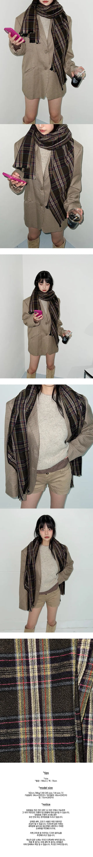 Green nerd check scarf muffler winter scarf year-end look
