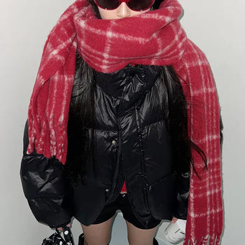 Bulky check scarf color oversized couple item year-end look winter scarf