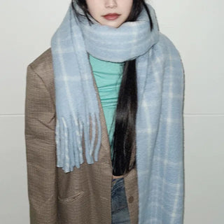 Bulky check scarf color oversized couple item year-end look winter scarf