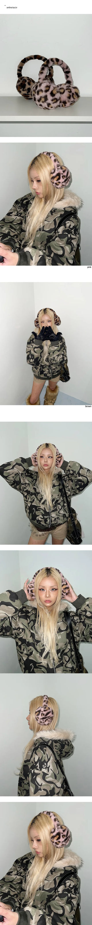 Leopard eco-fur earmuffs color earmuffs hopi