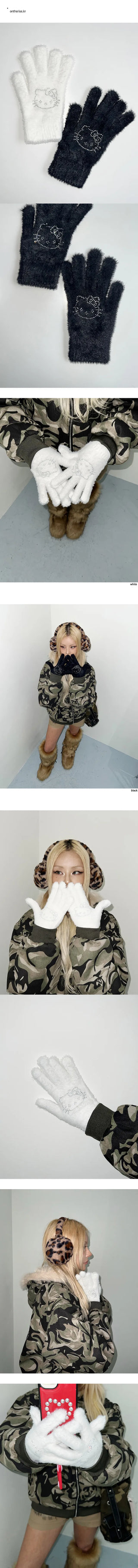 Kitsch Cat Cubic Gloves  Winter Gloves Year-end Look Angora Style