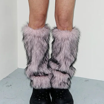 The Pink Ecofur Leg Warmer Fur Year-End Look Christmas