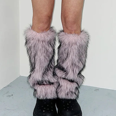 The Pink Ecofur Leg Warmer Fur Year-End Look Christmas