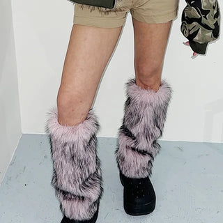 The Pink Ecofur Leg Warmer Fur Year-End Look Christmas