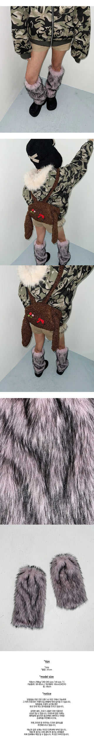The Pink Ecofur Leg Warmer Fur Year-End Look Christmas
