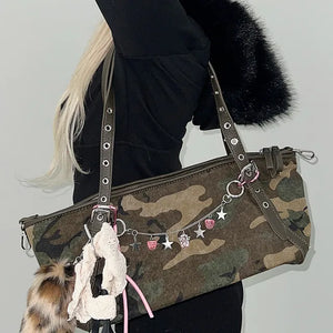 Camo sandbag shoulder bag two-way bag