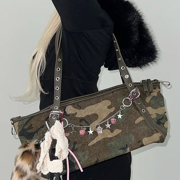 Camo sandbag shoulder bag two-way bag