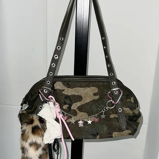 Camo sandbag shoulder bag two-way bag