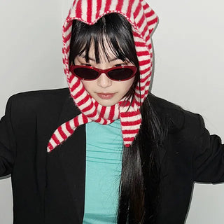 Striped bonnet hair bandana  winter hat muffler scarf shawl