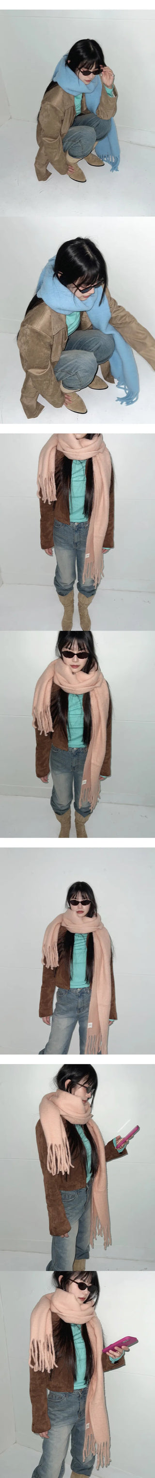 Wide basic color scarf color winter year-end look