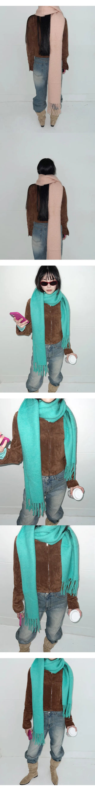 Wide basic color scarf color winter year-end look
