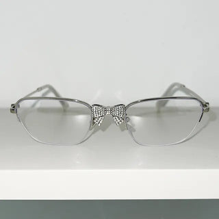 Shushu Cubic Ribbon Silver-rimmed Glasses for Christmas, year-end look