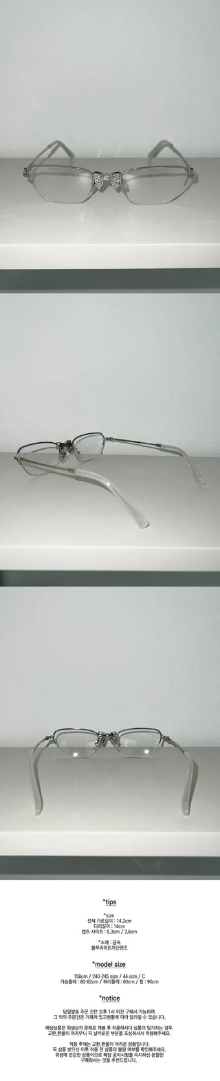 Shushu Cubic Ribbon Silver-rimmed Glasses for Christmas, year-end look