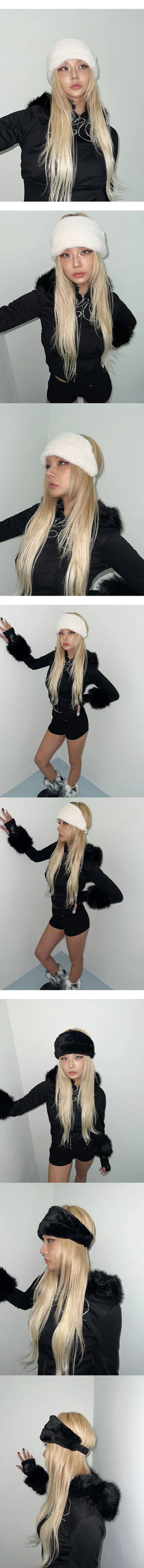 Creamy fake fur hair turban color hairband headband winter headband year-end